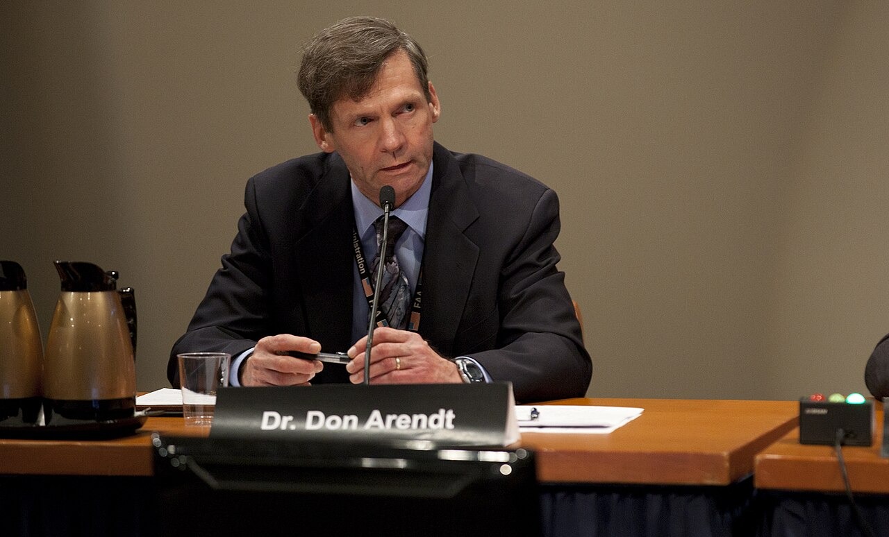 File photo: FAA official Dr. Don Arendt speaks during a transportation-safety forum. Illustrative context; not a photograph of the reported event.